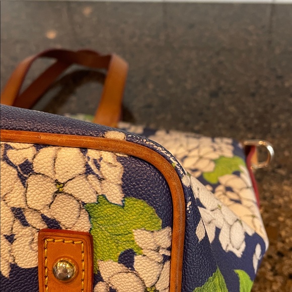 Dooney & Bourke Blue Floral Hydrangea Print Tote Satchel Purse Bag - Picture 10 of 16